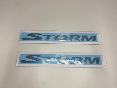 GM Holden Genuine VF Commodore Storm Pack ''  Side Storm Emblem Set  Chrome  ''