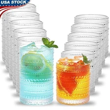 Set of 12 Vintage Hobnail Drinking Glasses Highball Cocktail Glassware Gift New