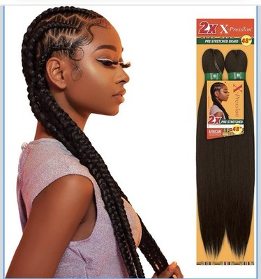 X-PRESSION 48'' 2X KANAKALON PRE-STRETCHED BRAIDING HAIR  ( # 1 )