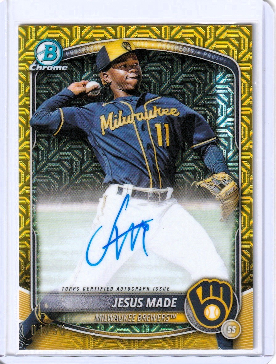 2025 Bowman Chrome Mega Box Prospect Autographs Gold Refractors Jesus Made 01/50