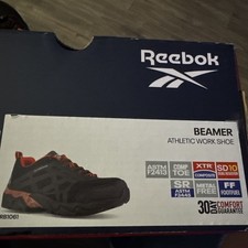 REEBOK BEAMER MEN'S SEAMLESS ATHLETIC WORK SHOE BLACK/RED BOOTS RB1061 NEW 7.5 M