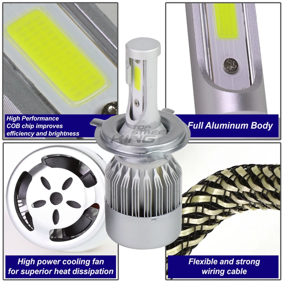 H4 HID 6000K 6k Estándar Estado Sólido Blanco LED Luz Alta Baja Lámpara Bombillas con Ventilador Foto 4 de 4