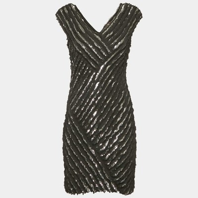 Roberto Cavalli Black Silk Sequin Mini Dress M
