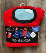 AMONG US nwt Kids 100% Cotton Hooded Towel~Size 22 x 51 inches~NEW