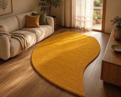 Irregular Shape Tufted Wool Rug Contemporary Leaf Pattern Modern Living Room Mat