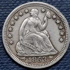 1853 Seated Liberty Half Dime 5c Better Grade XF + #93555