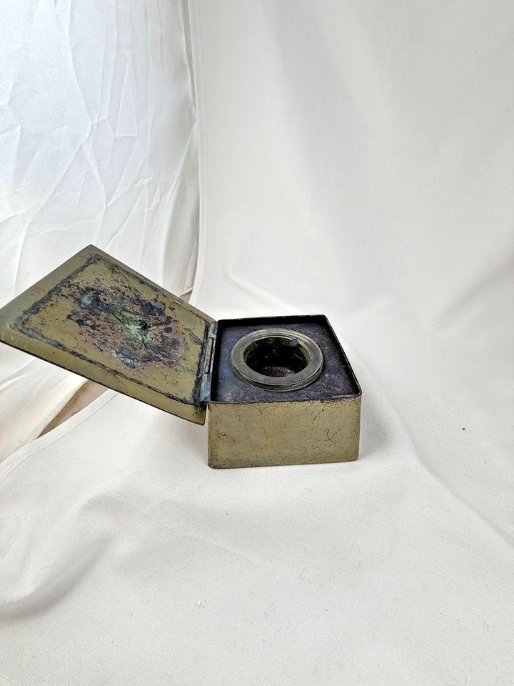 Roycroft Trefoil Design Hand Hammered Copper Inkwell Glass Insert Arts ...