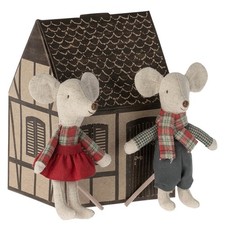 New Maileg Winter Mice Twins Little Sister Brother Mouse Set in House Box NIB
