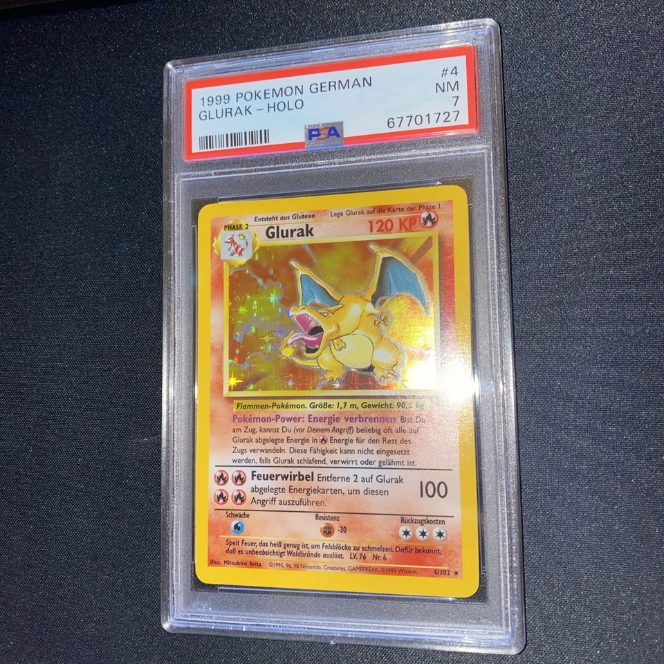 Pokémon Charizard German Glurak 004/102 1999 Holo PSA 7 Foto 4 de 4