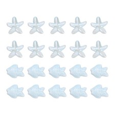 20 Pcs Fish Starfish Porcelain Beads, 8 mm Ceramic Handmade Beads, Sky Blue