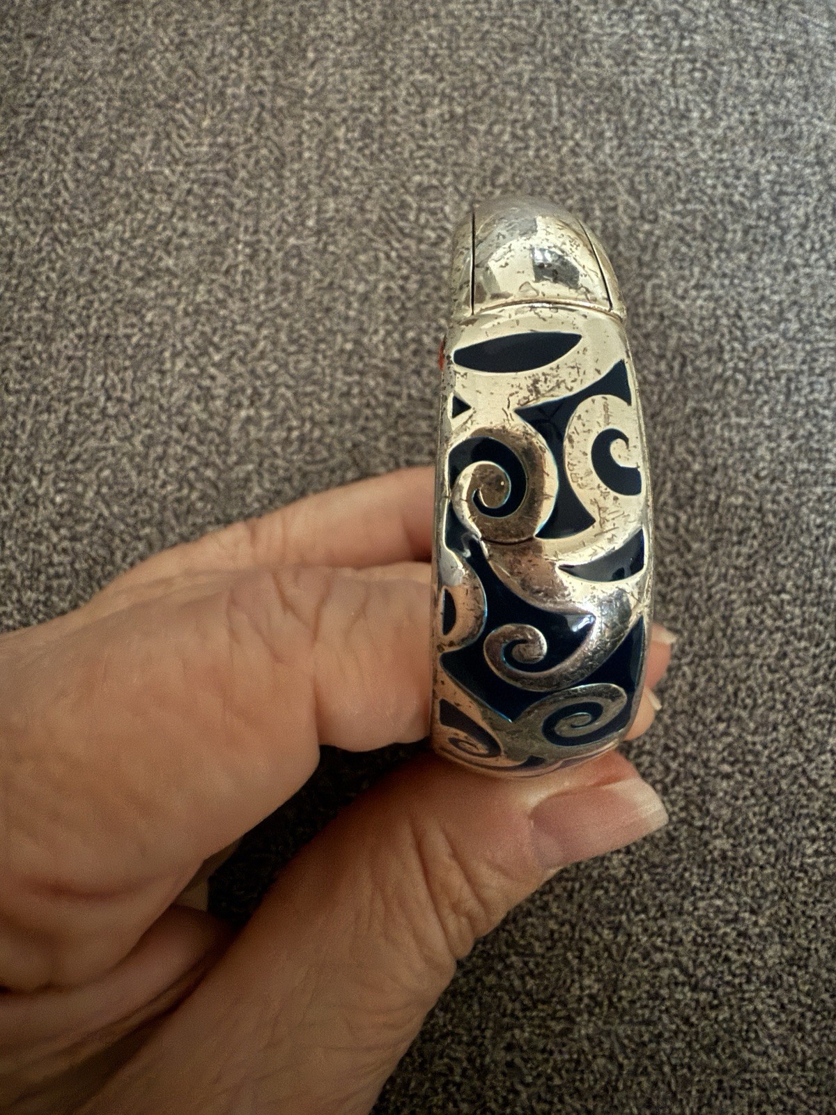 Brighton Hinged Cuff Bangle Bracelet Blue Swirls … - image 5