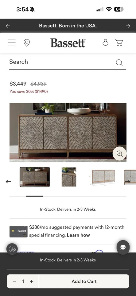 Mesa consola muebles bassett Foto 3 de 3