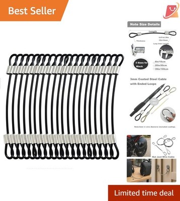 Stainless Steel Cable Eyelets 3mm 6 Inch 20 Pcs Black Security Lanyard Tether