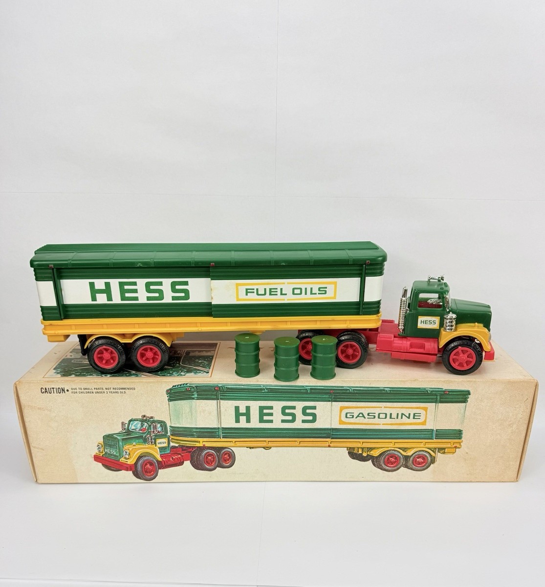 Vintage 1970s Hess Toy Truck Gasoline Fuel Oil Tanker with Box & 3