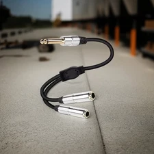 6.35mm Ts Guitar Signal Audio Y Splitter Cable 1/4" Male to Dual Mono 1/4" Fem0r