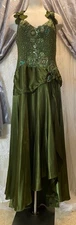 Silk Beaded Olive Green Earth/Sea Goddess Gown by ASPEED Sz XLG