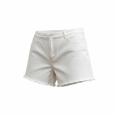 NWT GOOD AMERICAN Bombshell Shorts White Sz 24 Raw Hem