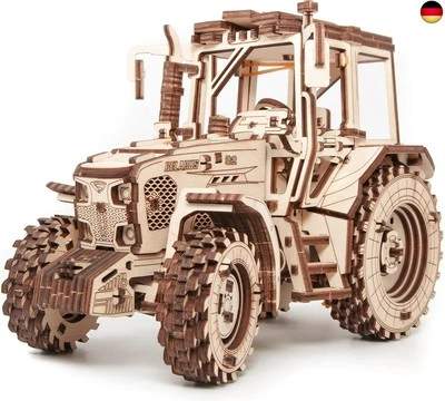 EWA ECOWOODART Traktor Holz Modellbausatz ? DIY 3D Puzzle Erwachsene & Jugendliche ab 14