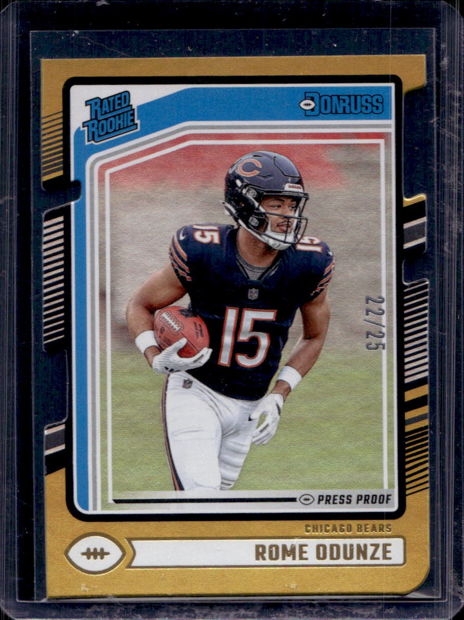 Rome Odunze 2024 Donruss #309 Rated Rookie Press Proof Gold Die Cut /25