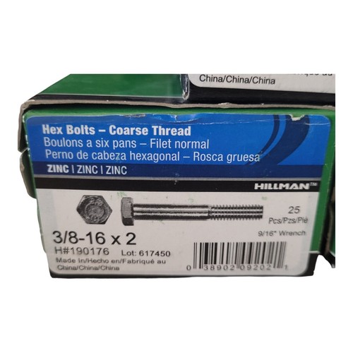 Perno hexagonal Hillman - Rosca gruesa 3/8-16 x 2 (3 cajas) - Imagen 2 de 3