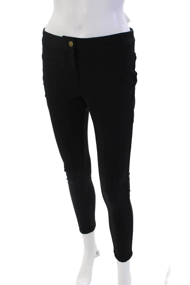 Vivienne Tam Womens Flat Fron Snap Closure Mid-Rise Skinny Pants Black Size S Foto 2 de 4