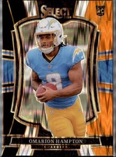 2025 Panini Select #102 Omarion Hampton Black and Orange Prizm Shock