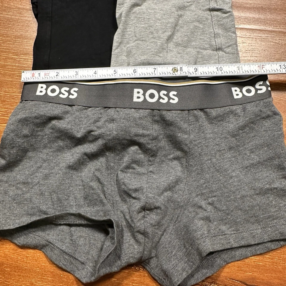 Hugo Boss Trunk Boxer Briefs Men S Charcoal Gray Black 3 Pack Cotton Stretch - Image 4 of 4