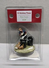 Holiday Time Christmas Village Figure Kitty Treats Figurine Cat Lady