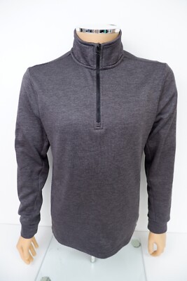 Layer8 Herren Pullover Sweatshirt 3/4 Reißverschluss Oberteil Gr. Small S grau Fleece gefüttert