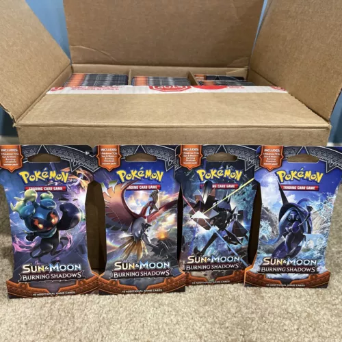 Pokemon Sun & Moon BURNING SHADOWS 4 Sleeved Booster Packs TCG Pack Art Set..