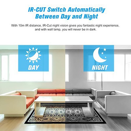 Kamera Lampe Wand 5MP Drahtlos Baby Mbildschirmonitor Bewegung Wifi Alarm E-S030 - Bild 8 von 11