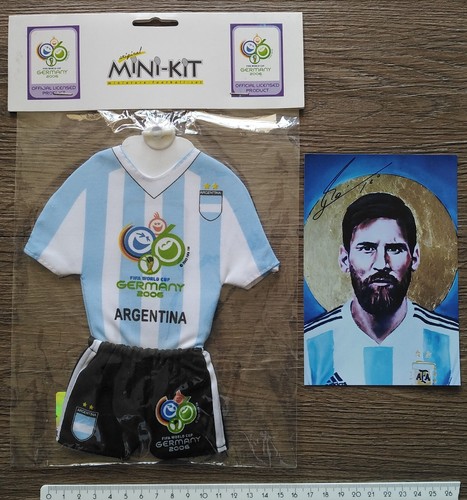 Mini Kit Trikot Saugnapf FIFA World Cup Germany 2006 Team Argentina & Foto Messi - Picture 3 of 3