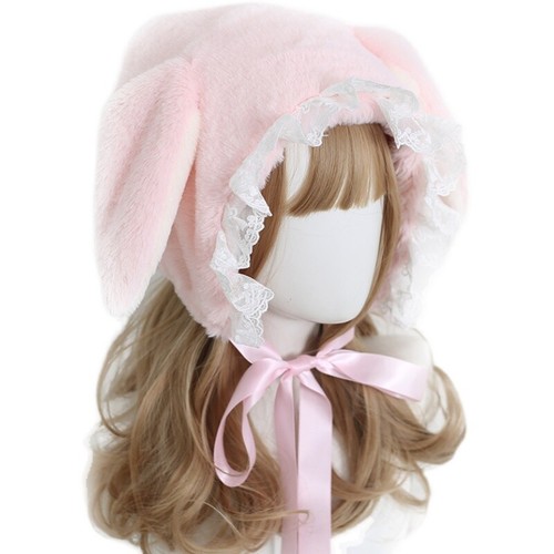 Japanese Lolita Sweet Girl Loppy Eared Rabbit Cap Lace Earmuffs Cap Joker Hats - Picture 9 of 12