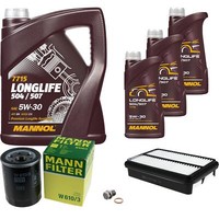 Mann Inspektionspaket 8L Mannol Longlife 504/507 5W-30 FüR Mitsubishi Outlander