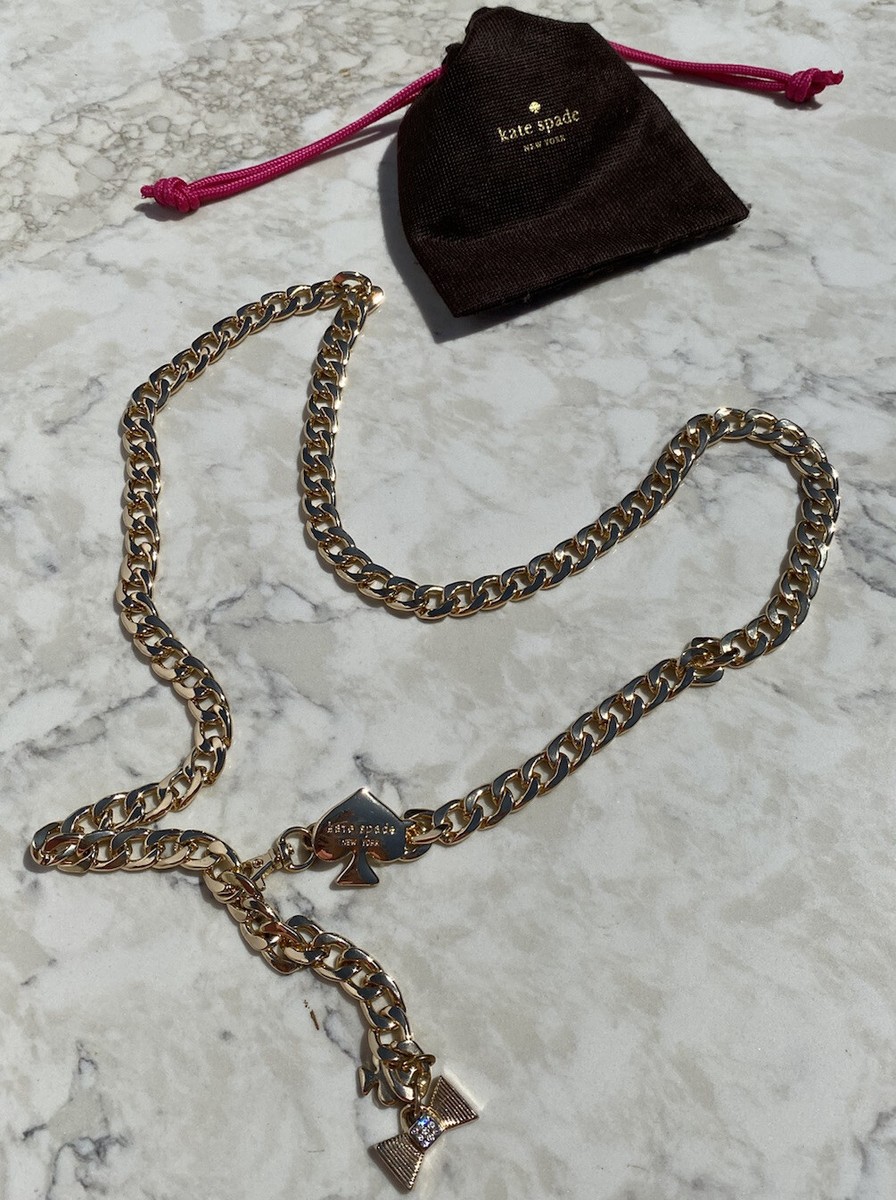 kate spade gold Chain Belt with Pink Bow Accents Kate Spade Gold Bow Belt — bows & sequins main image 3