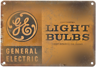 Porcelain Look GE Light Bulbs General Electric 12'' x 9'' Retro Look Metal Sign