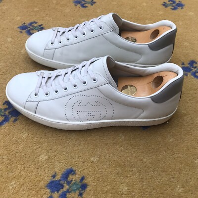 Gucci Turnschuhe Sneaker Schuhe Ace Weiß Perforiert Logo Herren US 11 UK 10,5