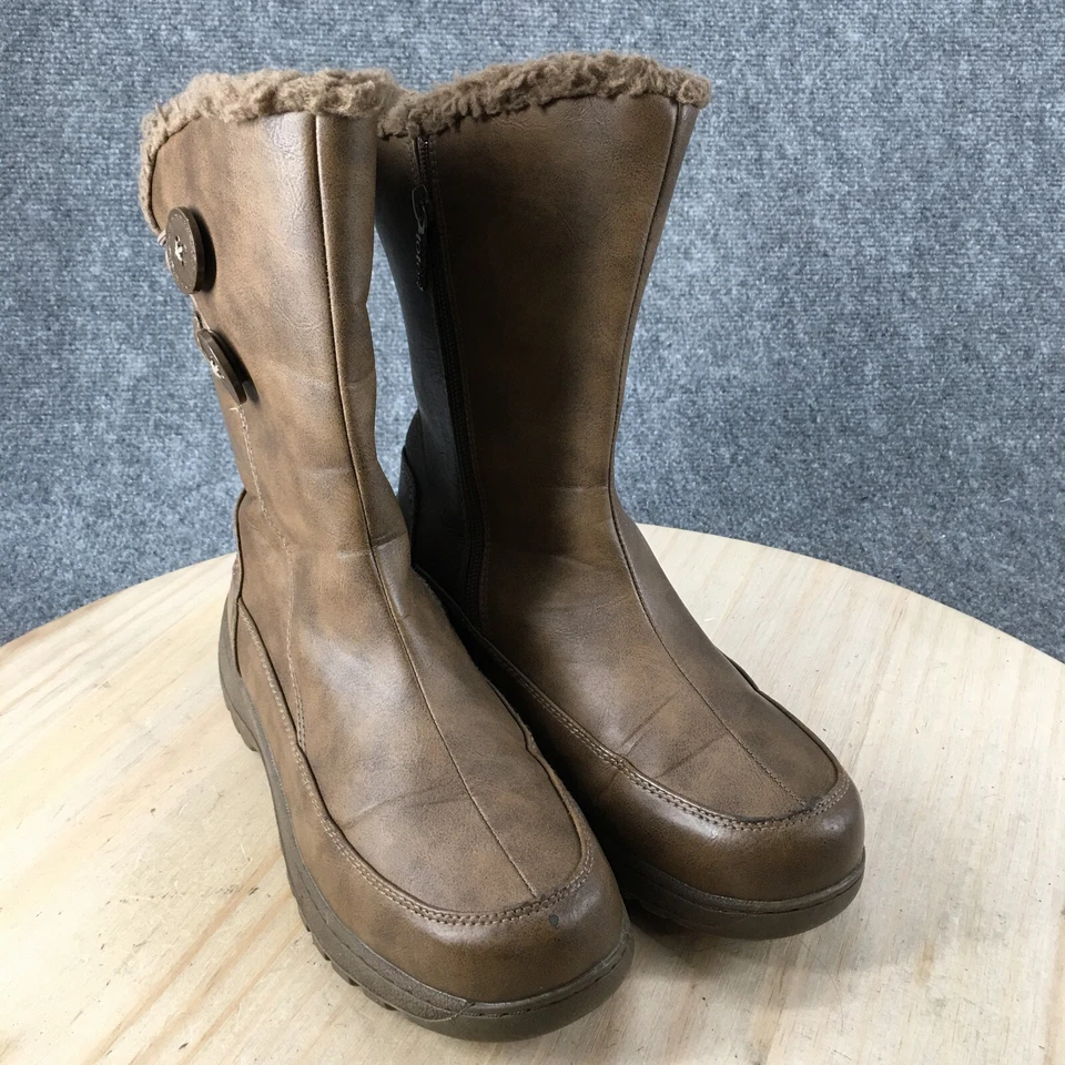 Botas Totes Mujer 8 M Nala Aisladas Cremallera Invierno Botas de Nieve Marrón Imitación Cuero Foto 3 de 4