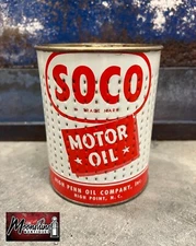 1960’s SOCO Motor Oil Can Repurposed Filter - High Penn Oil Co. High Point NC