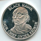 Black Hawk 999 Silver 1 oz Art Medal Round  American Indian Chief Series - SR247