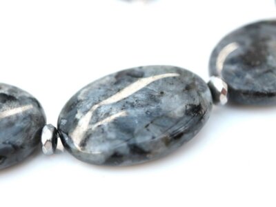 GOLDJUNGE69 * SOGNI D`ORO EDELSTEIN KETTE  LARVIKIT 51cm OVAL 925er SILBER
