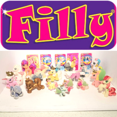 19x Dracco Filly Pferde, Gold Pony Einhorn m. + oh. Flügel Figur horse vintage