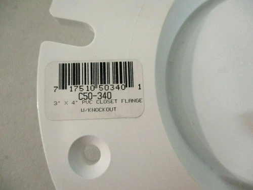 Jones Stephens C50- 340 3" x 4" PVC Closet Flange with Knockout = - Picture 2 of 7