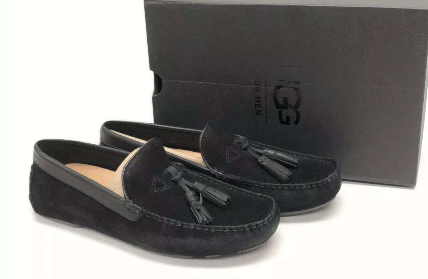 Mocassino slip on scarpe slip on Ugg Australia da uomo Marris nero nappa pelle scamosciata 1017319
