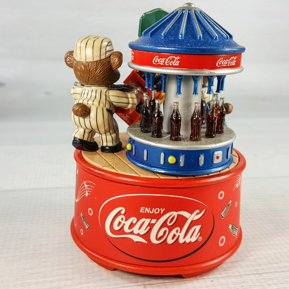 Vintage Enesco Coca Cola Busy Bottlers Musical Figurine Buy the World a Coke - Image 4 of 4