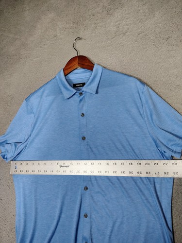 Alfani Shirt Men's Large Regatta Blue Stretch Short Sleeve Button-Up Classic NWT - Picture 6 of 11