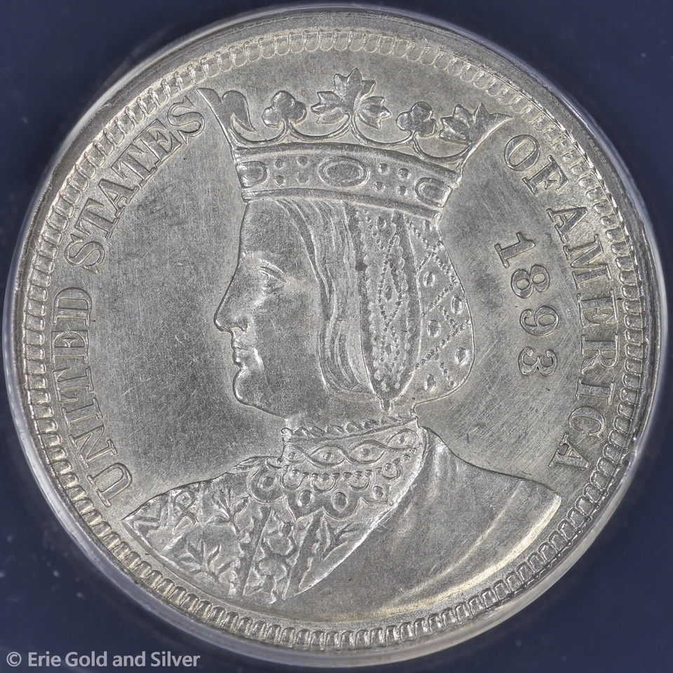 1893 25c Silver Columbian Exposition "Isabella Quarter" ANACS AU 58 Details - Image 3 of 4