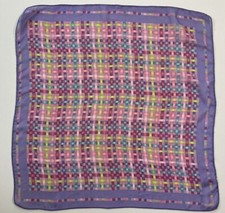 ITALCA Designer Italy Silk Scarf 20 Square Sheer Purple Pink Woven Pattern