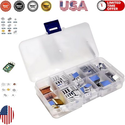 Durable 100 PCS Heatsink Cooler Kit for Raspberry Pi & Electronics with Adhesive