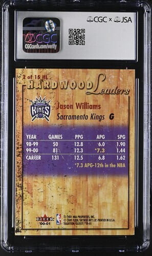 Jason Williams Auto CGC JSA 2000-01 Fleer Tradition Glossy White Chocolate Kings - Picture 2 of 2